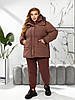 Жіночий зимовий спортивний костюм трійка на флісі з курткою-пуховиком, норма та батал, фото 5