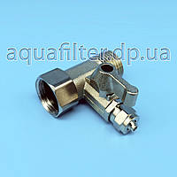 Латунний трійник із краном для підключення фільтра 1/2" ВР – 1/4" JACO – 1/2" ЗР