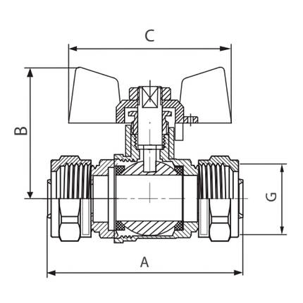 Кран Wing 16x16 для металопластикових труб кульовий СК, фото 3