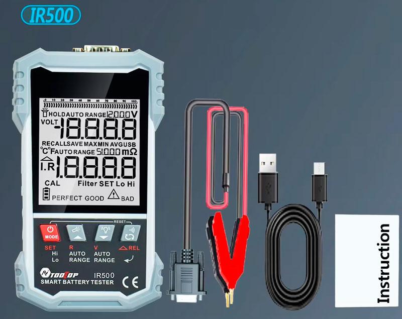 TOOLTOP IR500 тестер внутрішнього опору акумуляторів: 0-500 Ом, напруга: 0-120 В