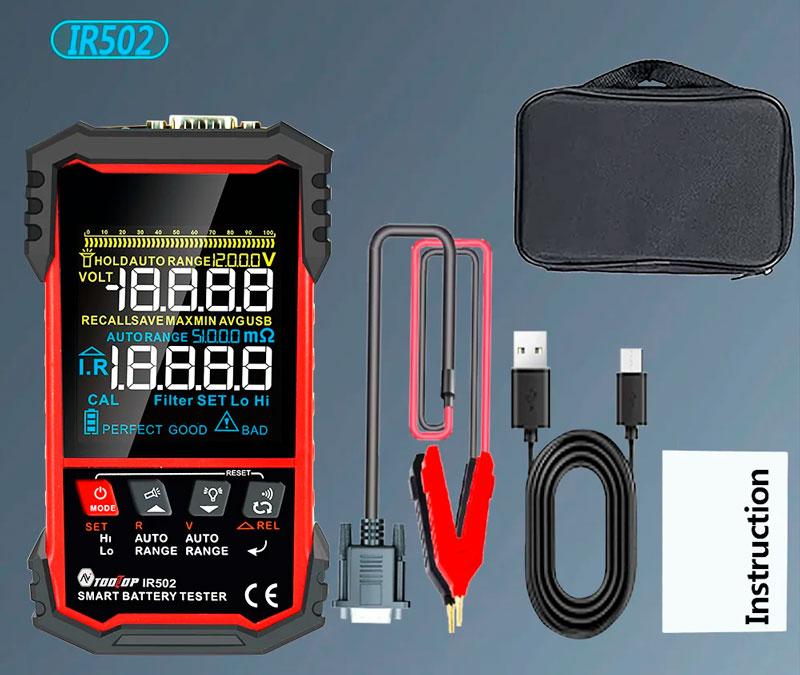 TOOLTOP IR502 тестер внутрішнього опору акумуляторів: 0-500 Ом, напруга: 0-120 В