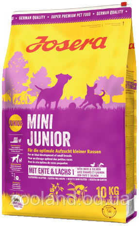 Josera Mini Junior Duck&Salmon Корм з качкою та лососем для малих порід, 10 кг