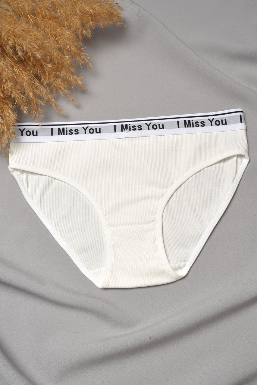 Труси жіночі молочного кольору з написом 188645S, фото 1