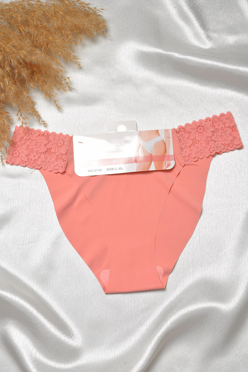 Труси жіночі коралового кольору з мереживом 188646S, фото 1