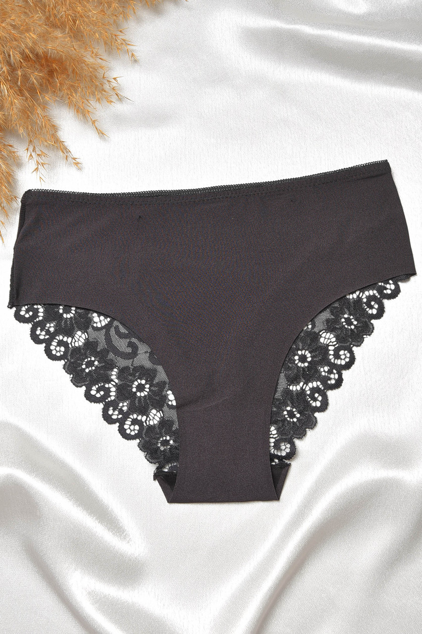 Труси жіночі чорного кольору з мереживом р.M/L 188655S, фото 1