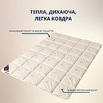 Ковдра вовняна 200х200 см Sei Design пл 200 г/м2 всесезонна вовна мікрофібра овечка молоко, фото 3