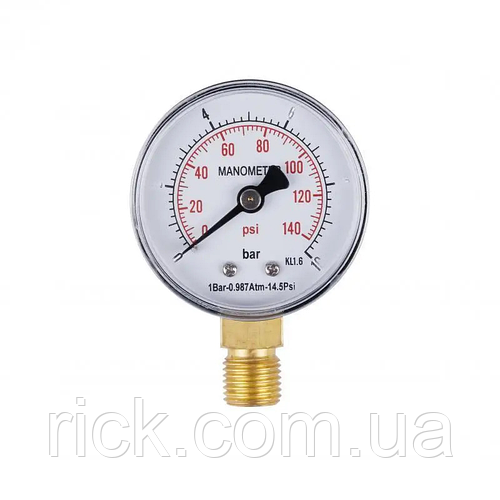 Манометр радиальный, 0-10 бар, 1/4", Ø50 мм SD Plus SD17010B (ID ...