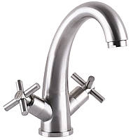 Змішувач для умивальника Globus Lux DUKAT SD4-401 моноліт двовентильний нержавіюча сталь