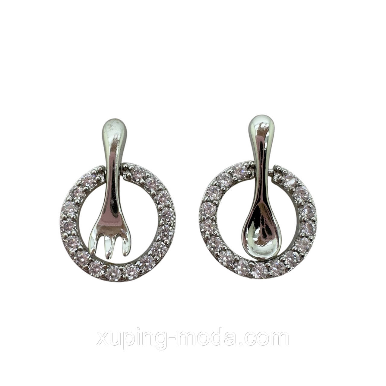 Сережки xuping. 11х15 мм. Родій, фото 1