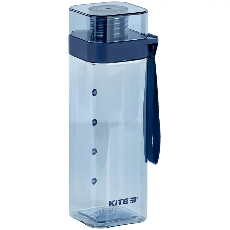Пляшечка для води квадратна 550 мл Kite Блакитна K24-1209-1