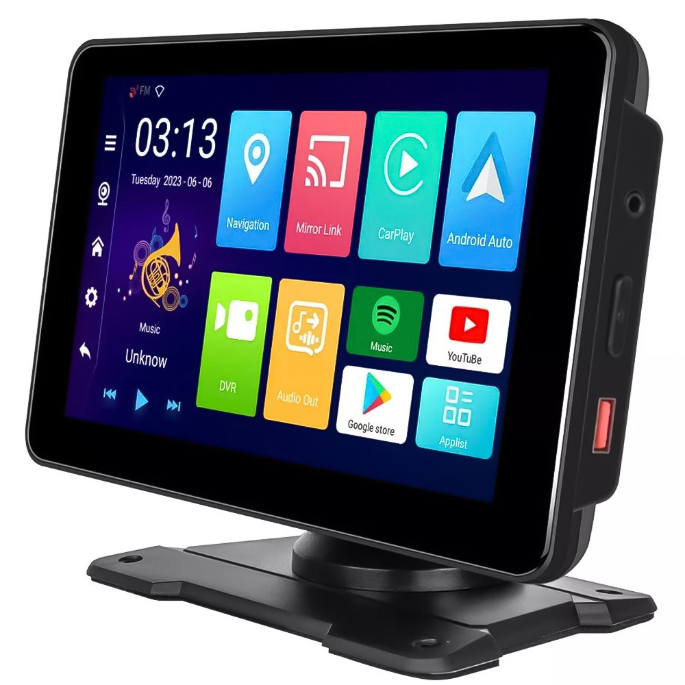 Автомобільний мультимедійний монітор 7" дюймів з сенсорним екраном Podofo A3429, з підтримкою CarPlay / Android Auto, Bluetooth,, фото 1