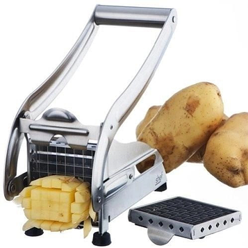 Картоплерізка ручна для фрі металева Potato Chipper У комплекті дві насадки 9 мм і 12 мм.