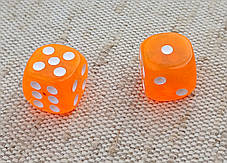 Ігральні кубики-кістки для настільних ігор "Orange" d 14мм., фото 4