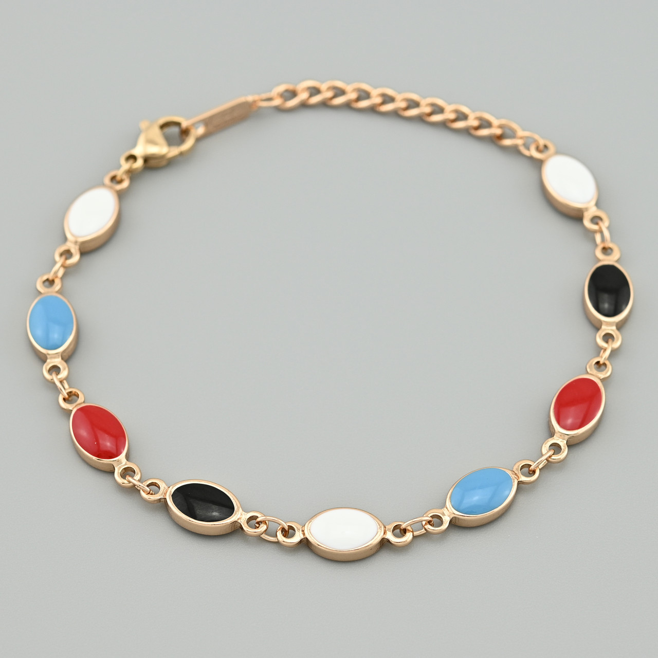 Браслет Яскраві фарби 45914 ширина 6 мм різнокольорова емаль позолота 18К довжина 17+3, фото 1