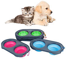 Миска подвійна на складаний підставці для собак і кішок Pet Bowl Set, фото 4