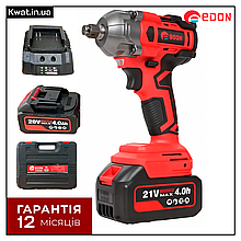 Гайковерт акумуляторний безщітковий Edon KW OAW-20/500PBL OL 2 АКб 21 В 4.0 Ач Патрон 1/2"