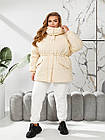 Жіноча зимова куртка 42 - 56 молочного кольору, фото 2