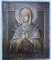 Икона резная из натурального дерева ясеня ЧПУ "Икона Святой Божьей Матери Умягчение злых сердец"