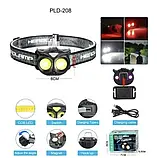 Ліхтар налобний WT208-2COB (white+red), Li-Ion акумулятор, магніт, гак, ЗП Type-C, Box, фото 7