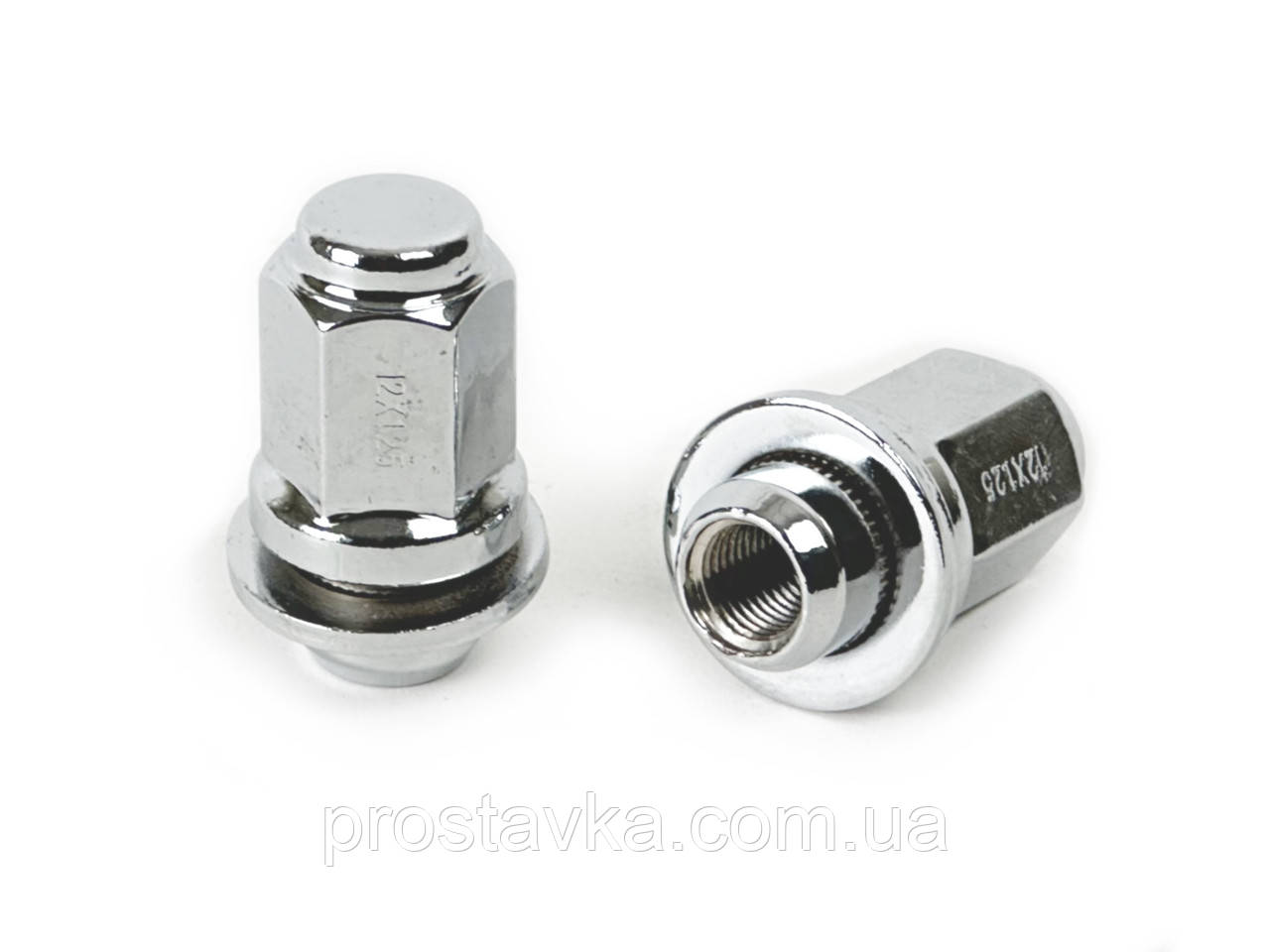 Гайка колісна 724844 Cr M12X1,25 Хром висота 47 мм Пресшайба D = 30 мм Nissan OEM, Dносика=18,5 мм, плоский ключ