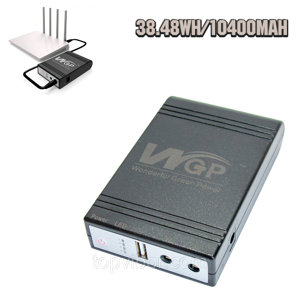 ДБЖ для роутера Mini DC UPS WGP103-5912 Чорний, 38.48wH/10400mAh, ups міні УПС для роутера 12 вольт
