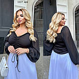 Блуза з зав'язками батальна-трансформується в топ 1117 ерх, фото 3