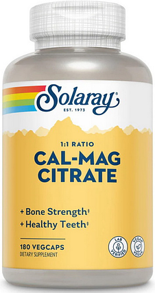Кальцій магній Solaray Cal-Mag Citrate 180 капсул, фото 1