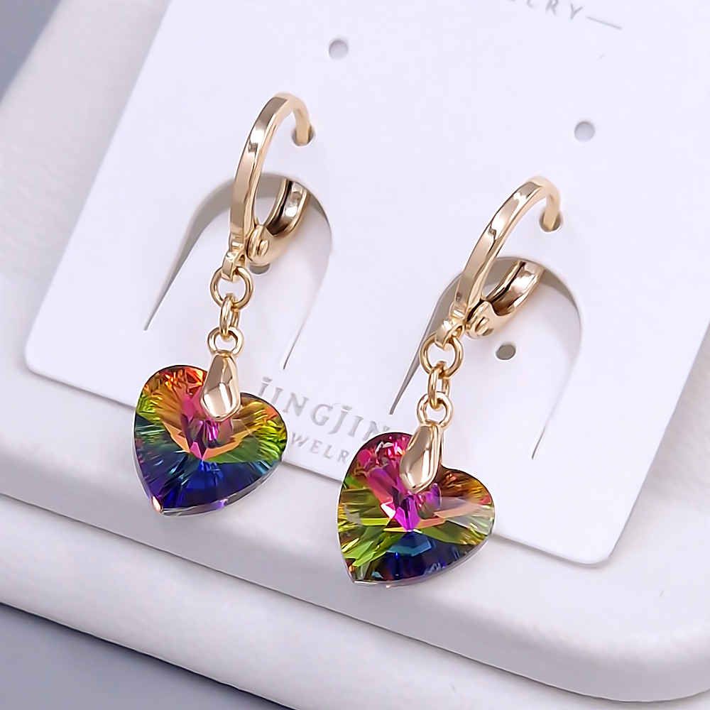 Сережки XР. Позолота 18К. Камені: Swarovski хамелеон. Довжина: 22 мм. Ширина: 9 мм.