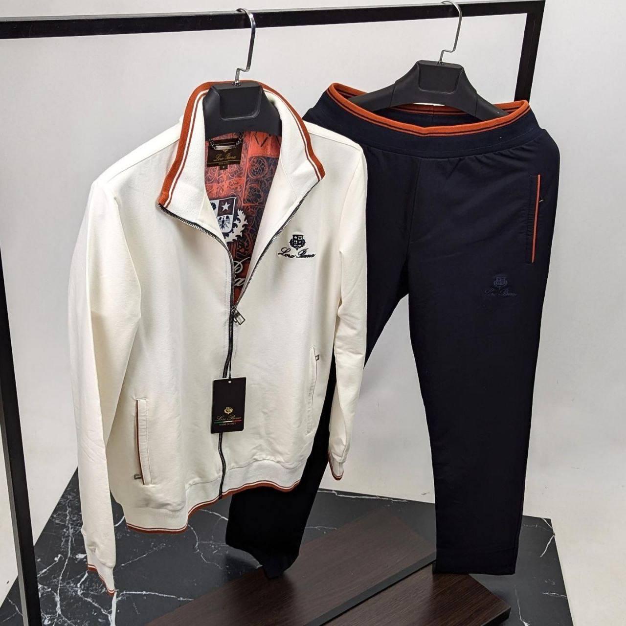 Чоловічий спортивний костюм Loro Piana CK8305 чорно-білий XXL, фото 1