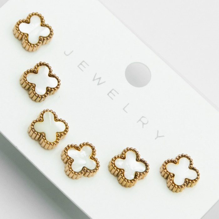 Гвоздики сталь №16R 10мм три пари бiлоi конюшини на гвоздиці біжутерію зі сталі брендову біжумаркет