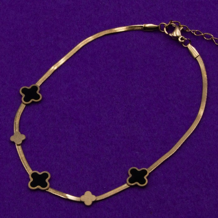 Браслет на ногу сталь №25 22+3см із вставками конюшина високої якості біжутерію брендову в інтернет магазині