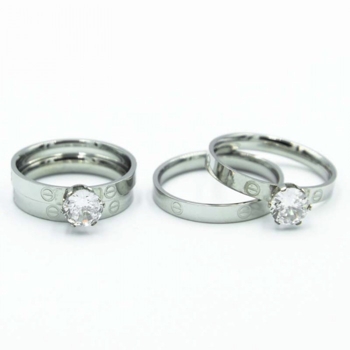 Кільце сталь No32М 16.17.18.19р подвійне Картя на білому металі куплю кільця сталь біжутерія Клевер