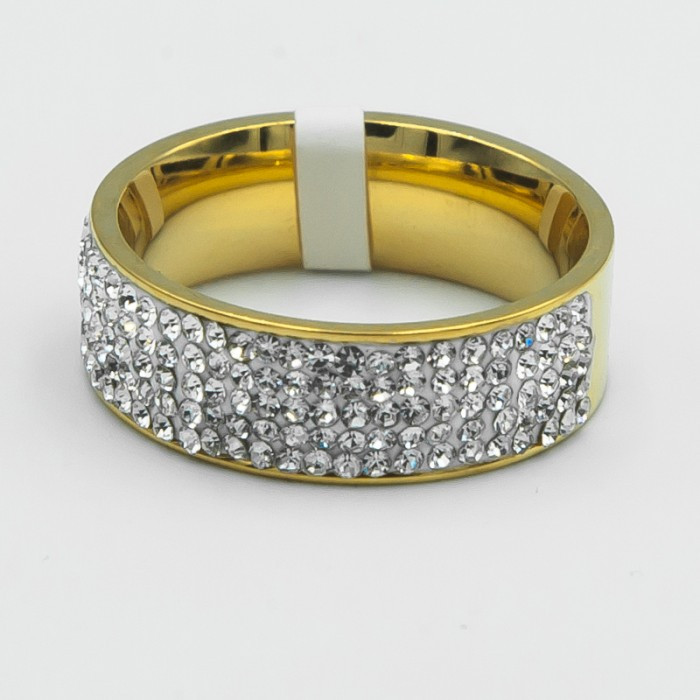 Кільце сталь No43 розміри 16.17.18.19.20 під золото з камінням бижутерія Харків.