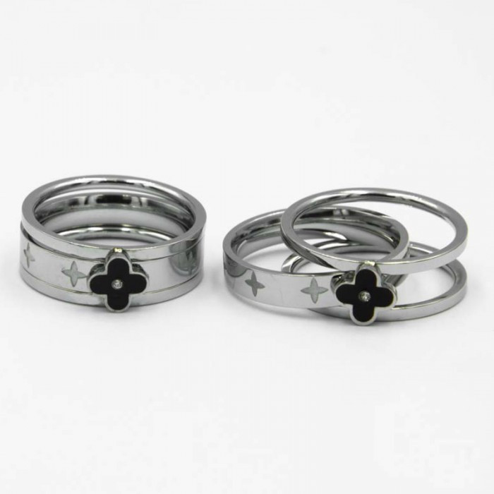 Кільце сталь No47 16.17.18р під срібло з чорною серединою сталь медзолото від виробника