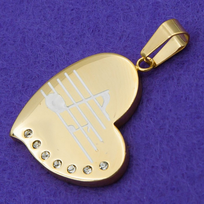 Кулон сталь No394 у формі серця з малюнком на музичну тему білютерія Харків.