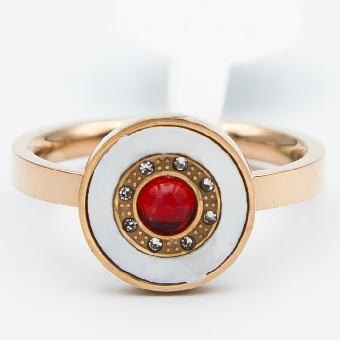 Кільце сталь No430 з червоною вставкою