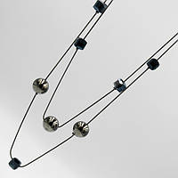 Підвіска №216 довга 70см подвійний ланцюжок з металевими кульками та кришталиками, ланцюжки-підвіски прикраси