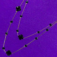 Підвіска №219В довга 70см подвійна з кришталиками чорними конюшиной, ланцюжки-підвіски прикраси на сукні