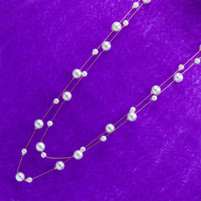 Підвіска №219 довга 70см подвійна з перлинами, ланцюжки-підвіски прикраси на сукні