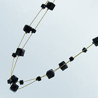 Підвіска №219С довга 70см подвійна кришталиками чорними , ланцюжки-підвіски прикраси на сукні