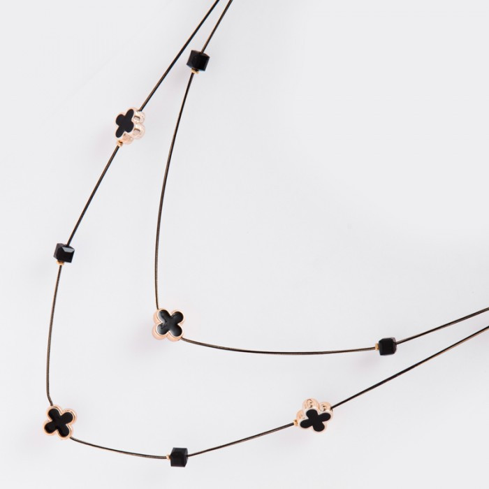 Підвіска №260 довга 70см двойна темна з конюшиной та кульками ланцюжки-підвіски прикраси на сукні