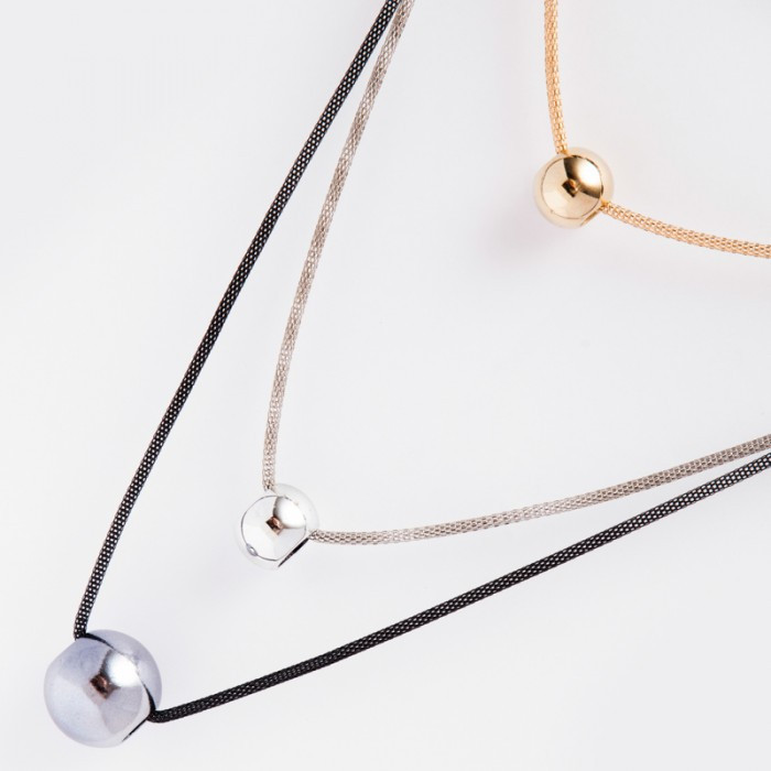 Підвіска №229 довга 70см потрійна з кульками ланцюжки-підвіски прикраси на сукні