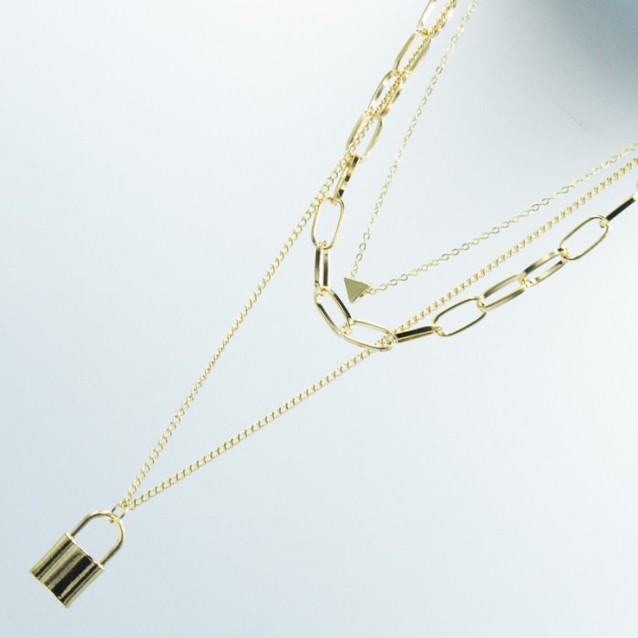 Підвіска No228 50 см подвійна із замочком підвіски недороге медичне золото