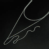 Кольє No1 один ряд білих страз із подовженою висувкою з двох рядів весільні прикраси недорого