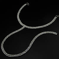 Кольє No5А з білих страз із довгою вилюлькою із сережками куплю весільні прикраси кольє недорого