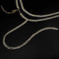 Кольє No5В із білих страз із довгою висулькою два ряди куплю весільні прикраси кольє недорого