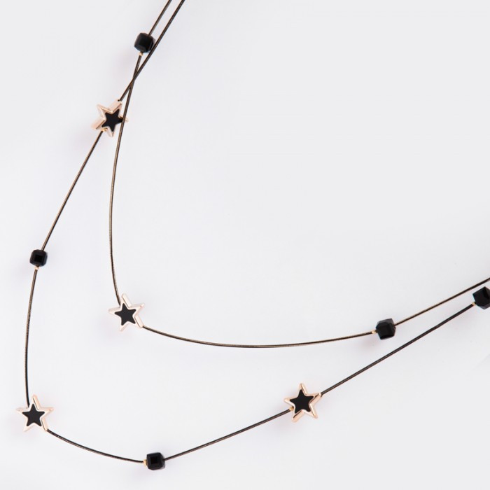 Підвіска No259 із зірочками чорного кольору в золоті довгі підвіски-колє