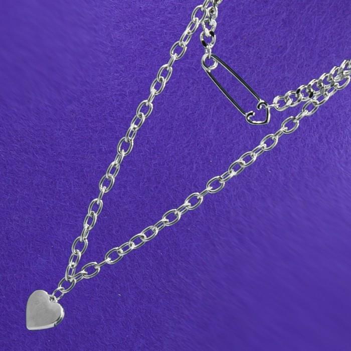 Підвіска No280 50 + 6 см під срібло із серцем бижутерія Харків.