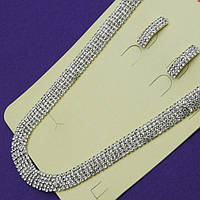 Кольє No30 п'ять рядів білих стразів на металі під срібло кольє, підвіску недорого