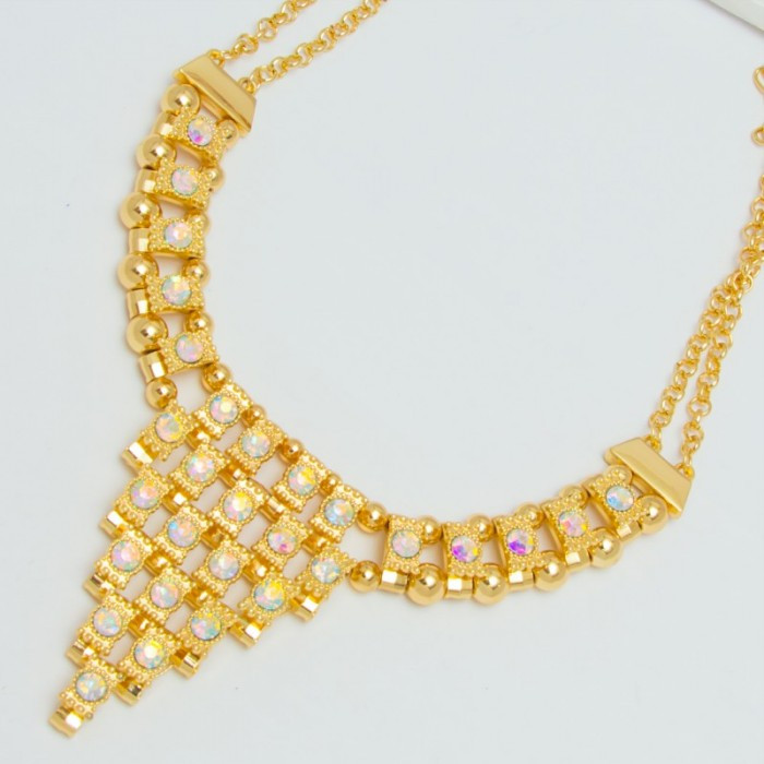 Підвіска No405 жовтий метал зі стразами квітів веселки.